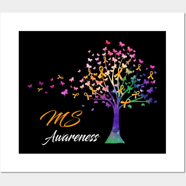 Tree Ribbons MS Awareness Support MS Warrior Gifts Wall Art by ThePassion99